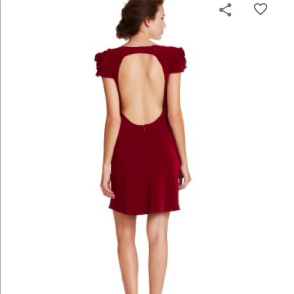 ABS by Allen Schwartz Rosette Backless Cocktail or Homecoming Dress, Red, 6 - Picture 2 of 13
